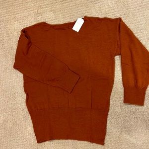 Perfect cozy sweater for fall! Beautiful burnt orange color with a tapered waist